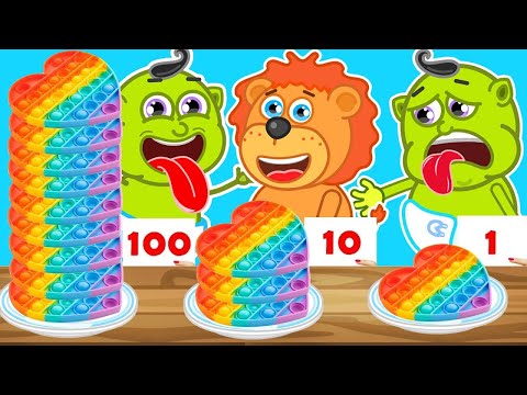 Challenge 100 layers of chocolate. Eat 1 vs 100 layers of RAT food | Lion Family | Cartoon for Kids