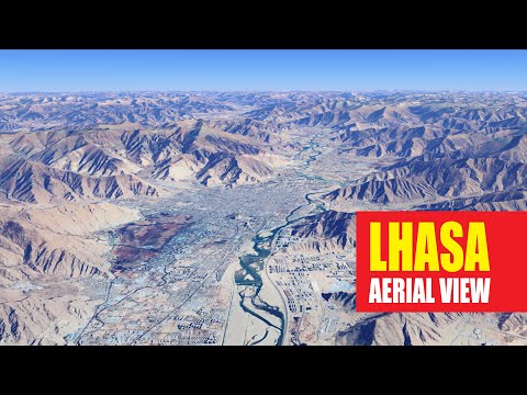 Lhasa aerial view. Lhasa city. Tibet Lhasa.