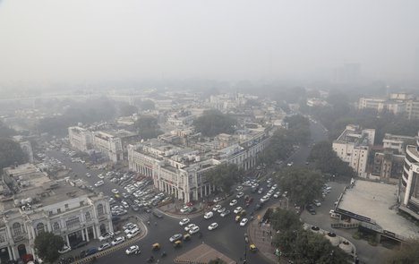 Delhi's sky line is seen enveloped in smog and dust in New Delhi, India, Friday, Nov. 1, 2019. An expert panel in India's capital has declared a health emergency due to air pollution choking the city, with authorities ordering schools closed until Nov. 5.