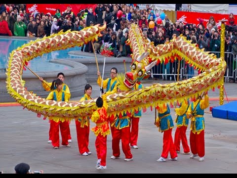 Dragon dance in London Chinese new year celebration