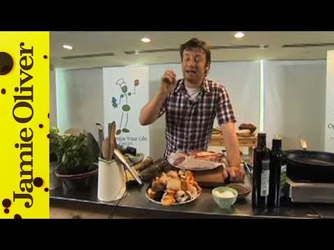 Jamie Oliver cooks steak with wild mushrooms at Google