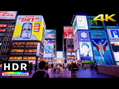 【4K HDR】Night Walk in Downtown Osaka 2021