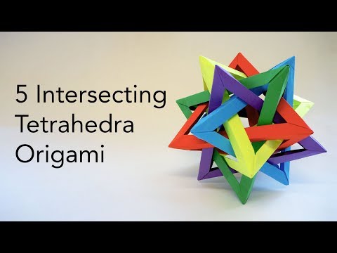 Origami 5 Intersecting Tetrahedra Tetrahedron Tutorial designed by Thomas Hull (ASMR Paper Folding)