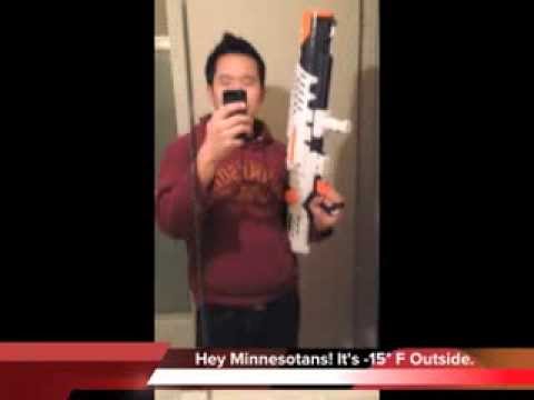 Boiling Water Gun Experiment In The Extreme Cold (Minneapolis, Minnesota)