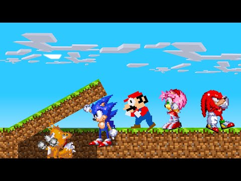 Start a Journey (Sonic, mario, tails, amy, pig, knuckles) - Pixel Animator vs Minecraft Shorts Ep 1