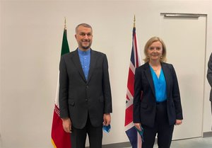 Hossein Amir-Abdollahian and Liz Truss at 76th UNGA