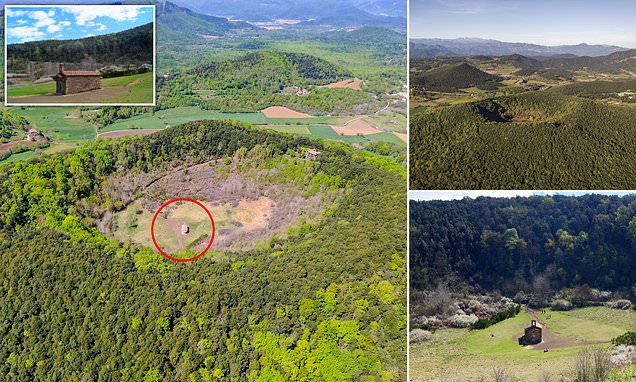 La Garrotxa: The Spanish region containing 40 volcanic cones - and there's a lone church