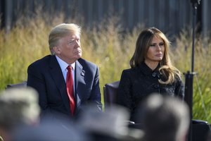 President Donald Trump and first lady Melania Trump attend the 9/11 Observance Ceremony at the Pentagon in Washington