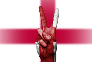 Flag of England with v peace sign