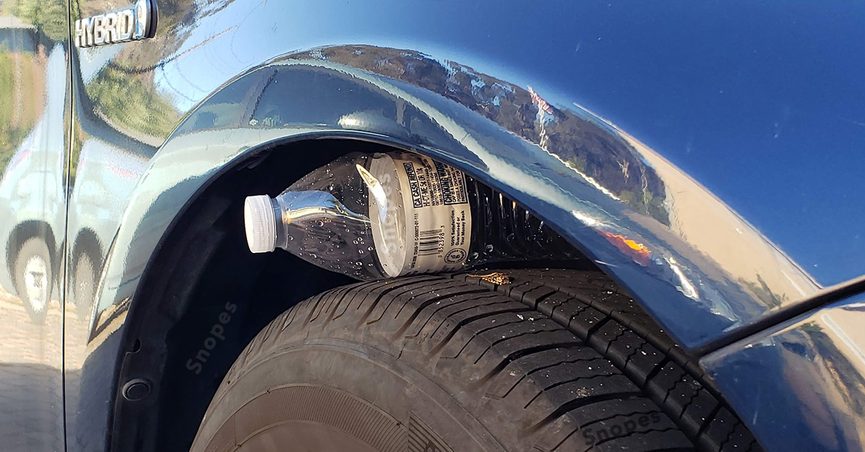 An ad claimed to always put a plastic bottle on your tires when parked and here's why.