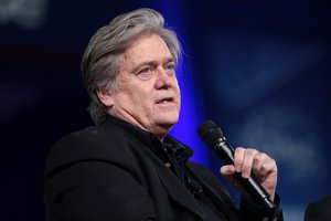 Chief White House Strategist Steve Bannon speaking at the 2017 Conservative Political Action Conference (CPAC) in National Harbor, Maryland