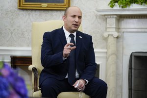 In this Friday, Aug. 27, 2021 file photo, Israeli Prime Minister Naftali Bennett speaks as he meets with President Joe Biden in the Oval Office of the White House, in Washington