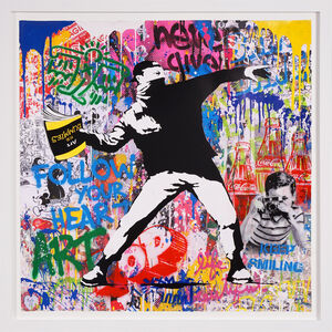 'Banksy Thrower II' Unique, Street Pop Art Painting