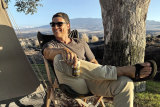 “[Being outdoors] gives our minds and our spirits room to let one memory catch up,” says Matthew McConaughey, pictured with the tent he’s co-designed with Melbourne-based camping company Homecamp.