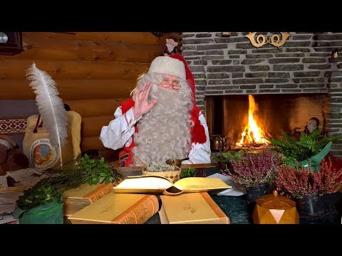 Reindeer of Santa Claus on road in Lapland & video message from Father Christmas Rovaniemi Finland