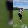 Woods seen swinging a golf club for first time since accident