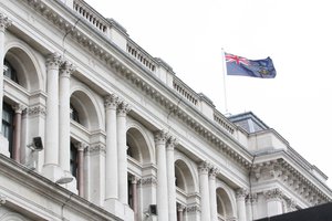 The flag of Anguilla flies on the Foreign Office building in London, 30 May 2016, UK