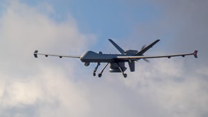 CBP Predator MQ-9 Reaper drone prepares to land San Angelo Regional Airport