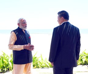 Narendra Modi at the tete-a-tete with the President of China Xi Jinping, in Mamallapuram, Tamil Nadu