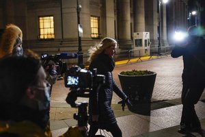 Attorney Laura Menninger leaves the federal courthouse where Ghislaine Maxwell is on trial for sex trafficking, Monday, Dec. 20, 2021, in New York