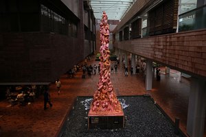 The "Pillar of Shame" statue, a memorial for those killed in the 1989 Tiananmen crackdown, is displayed at the University of Hong Kong, Oct. 13, 2021.