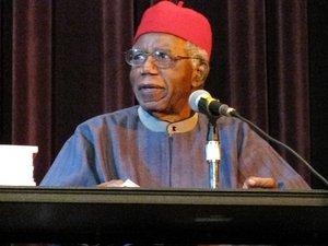 Chinua Achebe speaking at Asbury Hall, Buffalo, as part of the "Babel: Season 2" series by Just Buffalo Literary Center, Hallwalls, & the International Institute