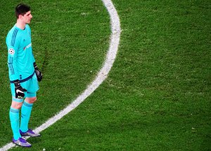 Former Chelsea goalkeeper Thibaut Courtois during a premier league soccer game