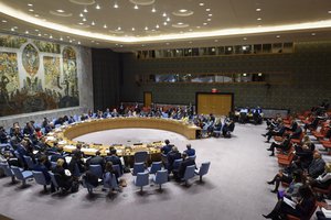 A wide view of the Security Council meeting on developments in Kosovo, 31 October 2019.