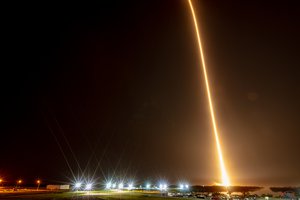 A SpaceX Falcon 9 rocket with the company's Crew Dragon spacecraft onboard is seen on the launch pad at Launch Complex 39A as preparations continue for the Demo-1 mission, Friday, March 1, 2019 at the Kennedy Space Center in Florida.