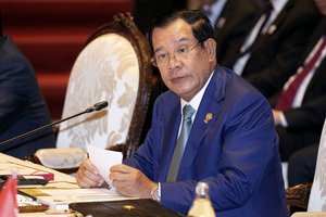 Cambodia's Prime Minister Hun Sen participates in ASEAN-U.N. summit in Nonthaburi, Thailand, Sunday, Nov. 3, 2019.