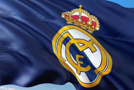 Spain's La Liga soccer club Real Madrid FC flag