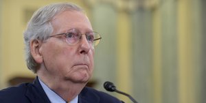 Senate Majority Leader Mitch McConnell, R-Ky., introduces Deputy Senate Sergeant at Arms Jim Morhard as the nominee for Deputy Administrator of NASA during a Senate Committee on Commerce, Science, and Transportation hearing on Thursday, Aug. 23, 2018 in the Russell Senate Office Building in Washington.