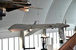 General Atomics MQ-9A Reaper drone in Hanger 6 at the RAF Museum, Hendon, 4 December 2018