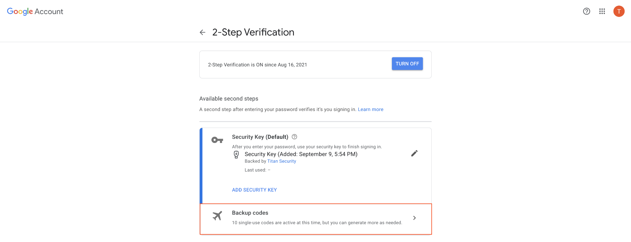 2-step verification page