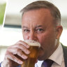 Scott Morrison and Anthony Albanese sipping beers