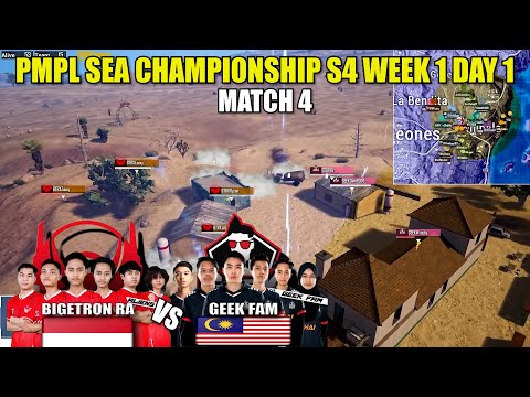 BTR RA vs GEEK FAM PMPL SEA CHAMPIONSHIP S4 | WEEK 1 DAY 1 MATCH 4