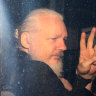 Assange in a police vehicle following his arrest at London’s Ecuadorian embassy in April, 2019. 