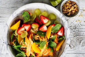 Red papaya fruit salad.