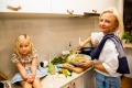 Lucy Tweed and daughter Winter creating a cut-price family dinner.