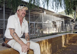 In this Aug. 28, 2013, file photo, Joseph Maldonado answers a question during an interview at the zoo he runs in Wynnewood