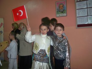 Turkish flag. Children. 23 April National Sovereignty and Children's Day in Turkey.