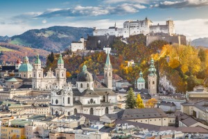 The city of Salzburg with Hohensalzburg Fortress.