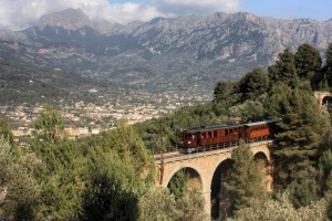 The Tren de Soller, it connects Palma, Majorca's vibrant capital, with the postcard-pretty rural town of Soller.