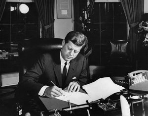 October 23, 1962: President Kennedy signs Proclamation 3504, authorizing the naval quarantine of Cuba