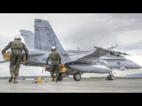 F-18 Engine Oil Service – U.S. Marines Hornet Squadron In Action