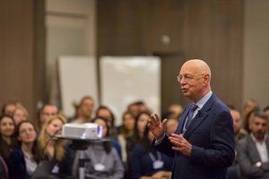 Professor Klaus Schwab speaks at the Foundations Community Programme at 2018 World Economic Forum