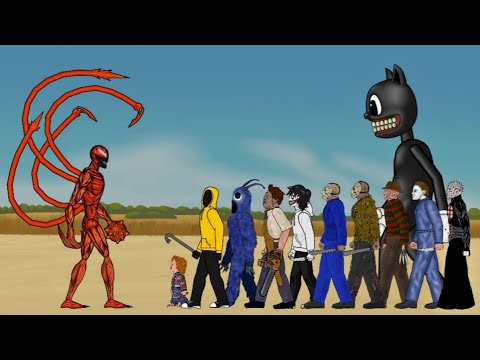 Carnage vs Cartoon Cat, Freddy, Jason, Michael, Chucky, Hoodie, Roy Burns, Jeff Killer, Leatherface