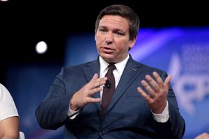 Ron DeSantis speaking at the Conservative Political Action Conference (CPAC) in National Harbor, Maryland