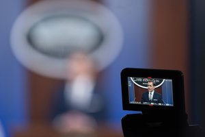 Pentagon spokesman John Kirby speaks during a media briefing at the Pentagon, Friday, Feb. 25, 2022, in Washington.