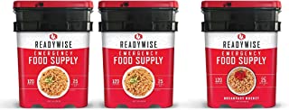 ReadyWise Long Term Emergency Food Supply, Breakfast and Entree Variety (3 Buckets- Total of 360 Servings)